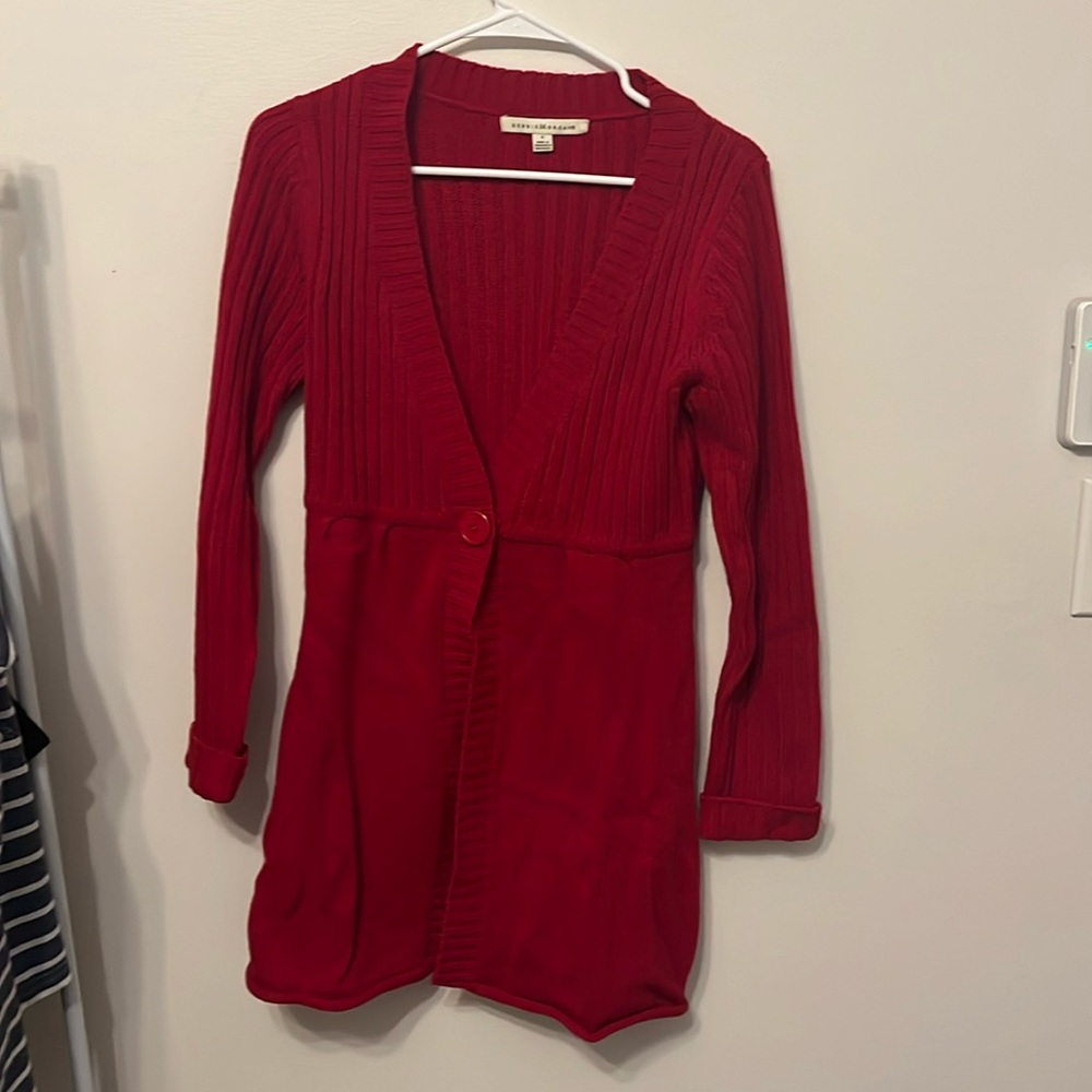 Debbie Morgan long red button sweater